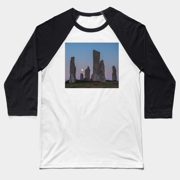 Callanish and full moon rising Baseball T-Shirt by fairyfreak